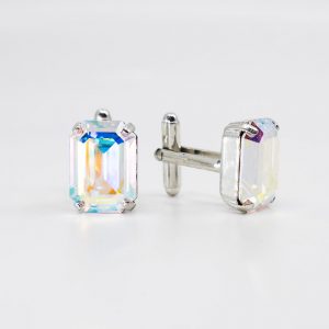 medium baguette cufflinks - crystal
