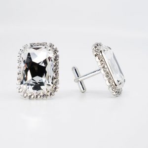 large crystal cufflinks with surround - crystal