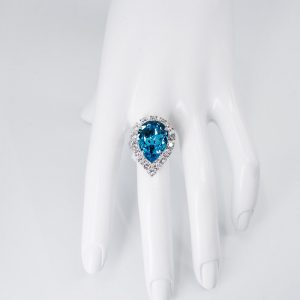 Teardrop Shaped Ring with Crystal Surround