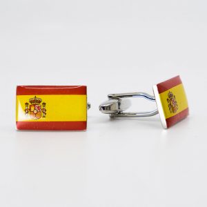 Spanish Flag Rhodium Plated Cufflinks
