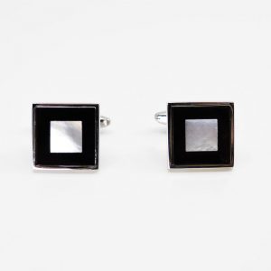 Mother of pearl and onyx square cufflinks
